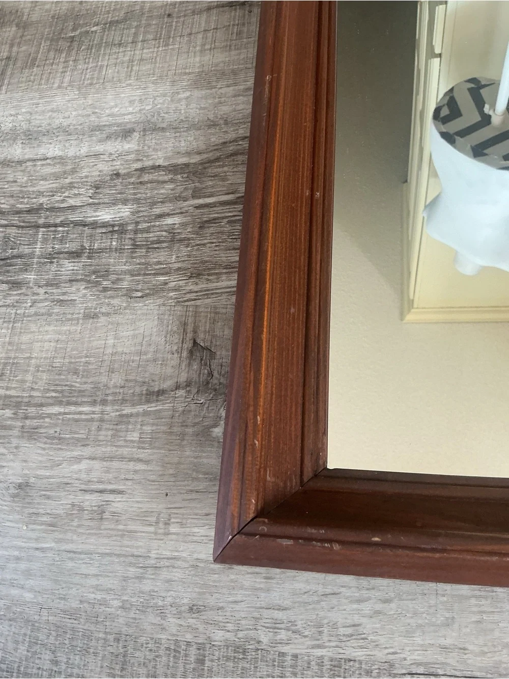 Vintage Wood Framed Wall Mirror 19.5